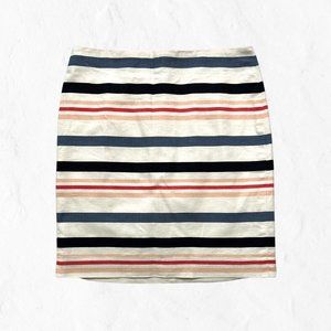 Ann Taylor Petite White Striped Mini Skirt 0